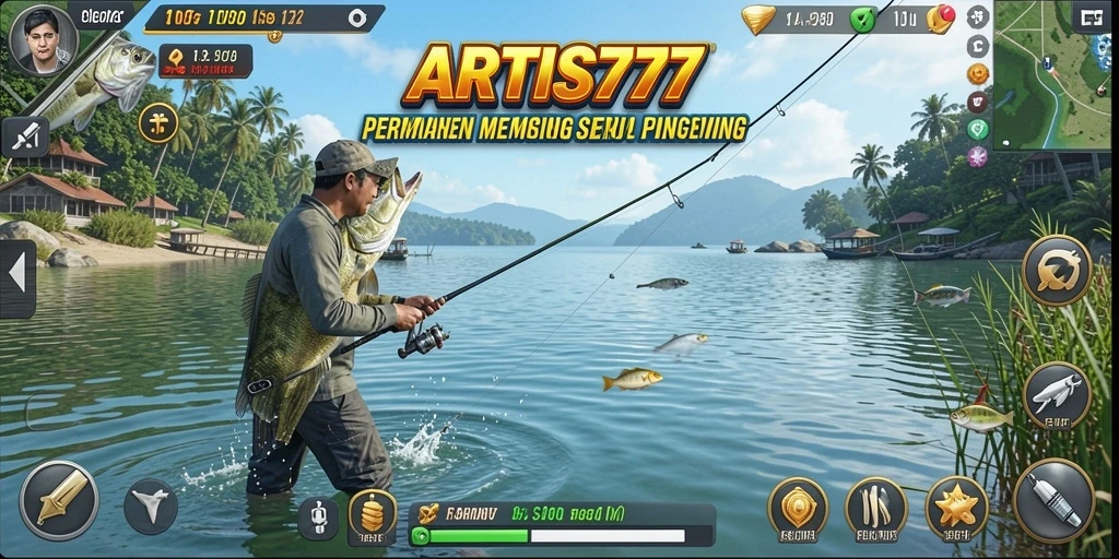 Screenshot utama ARTIS777 menampilkan aksi memancing yang mendebarkan.