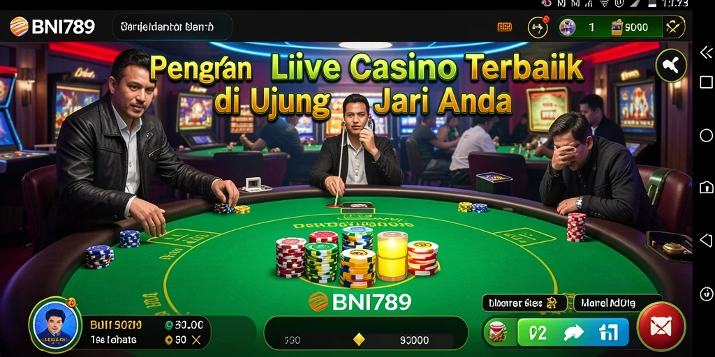 Screenshot gameplay Live Casino BNI789 menunjukkan interaksi langsung dengan dealer.