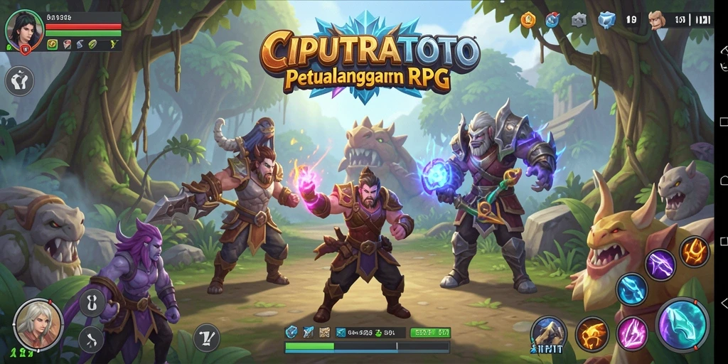 Tampilan gameplay <strong>CIPUTRATOTO</strong> yang menakjubkan dalam pertempuran RPG.