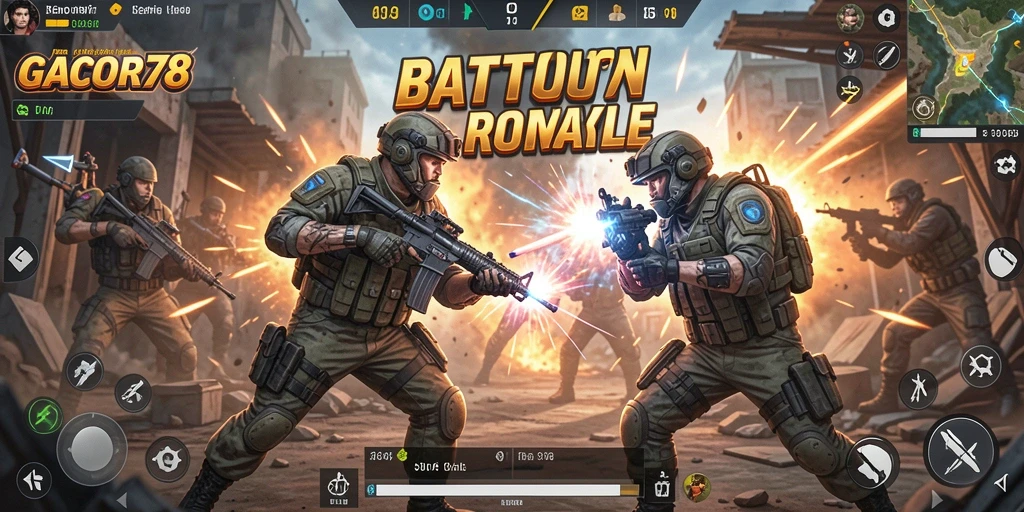 Tampilan gameplay seru dari GACOR78 dalam mode Battle Royale.