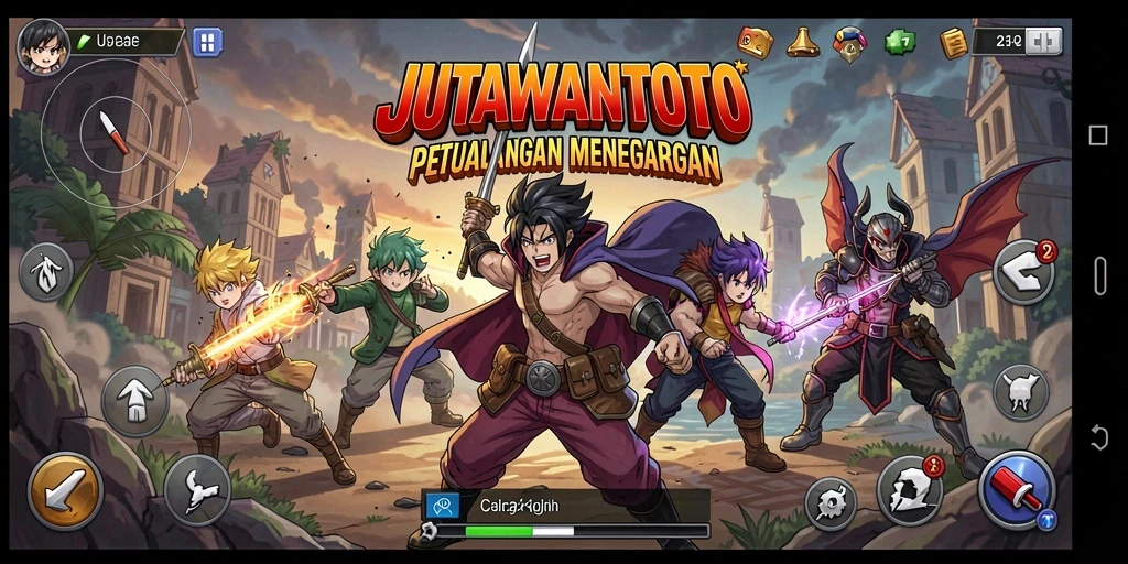 Tampilan gameplay JUTAWANTOTO yang penuh aksi dan warna.