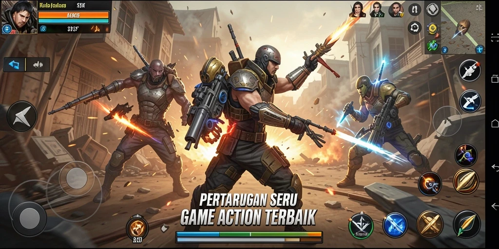Screenshot gameplay K3K3 menampilkan pertarungan yang mendebarkan.