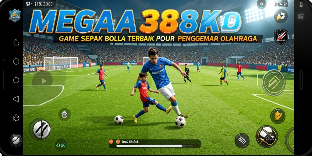 Tangkapan layar gameplay MEGA338 menampilkan aksi sepak bola yang realistis.