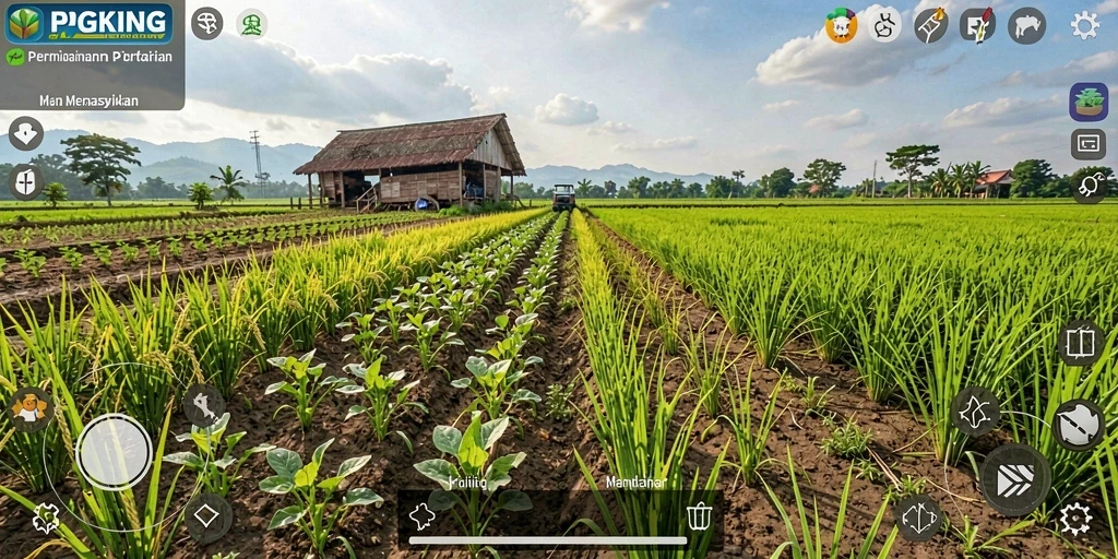 Screenshot gameplay PGKING dengan petualangan pertanian yang seru.