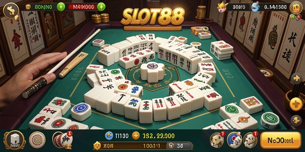 Tampilan gameplay Mahjong yang seru dalam SLOT88.