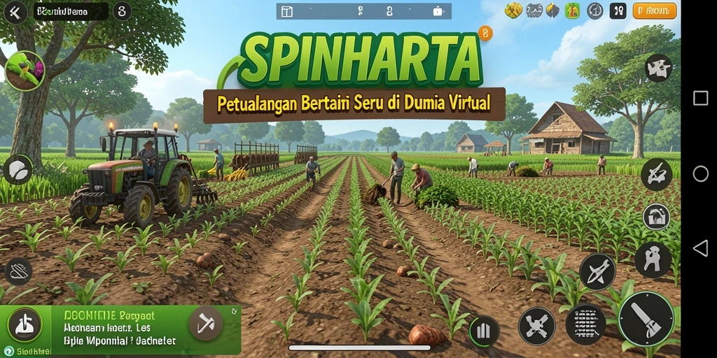 Tampilan gameplay SPINHARTA yang menarik dan memikat.
