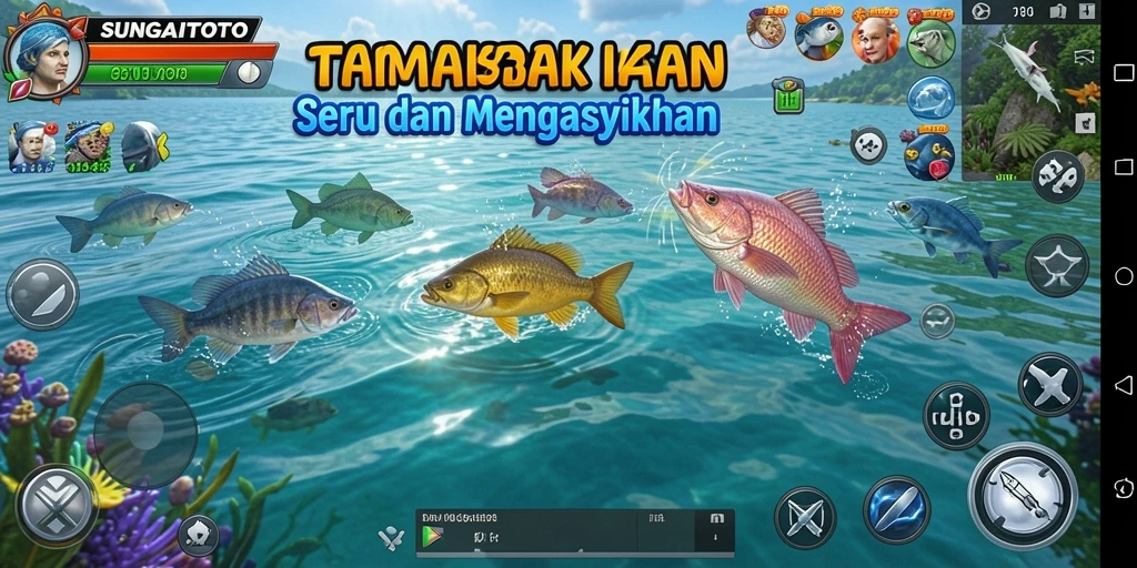 Screenshot gameplay SUNGAITOTO menampilkan aksi menembak ikan yang seru.